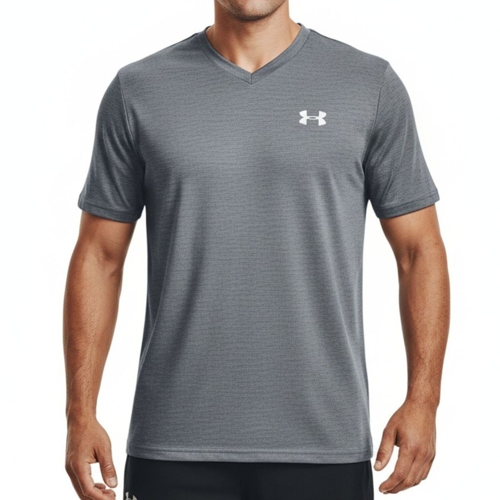 Under Armour Mens Medium Gray Tech 2.0 V-Neck Athletic T-Shirt Quick Dry Workout